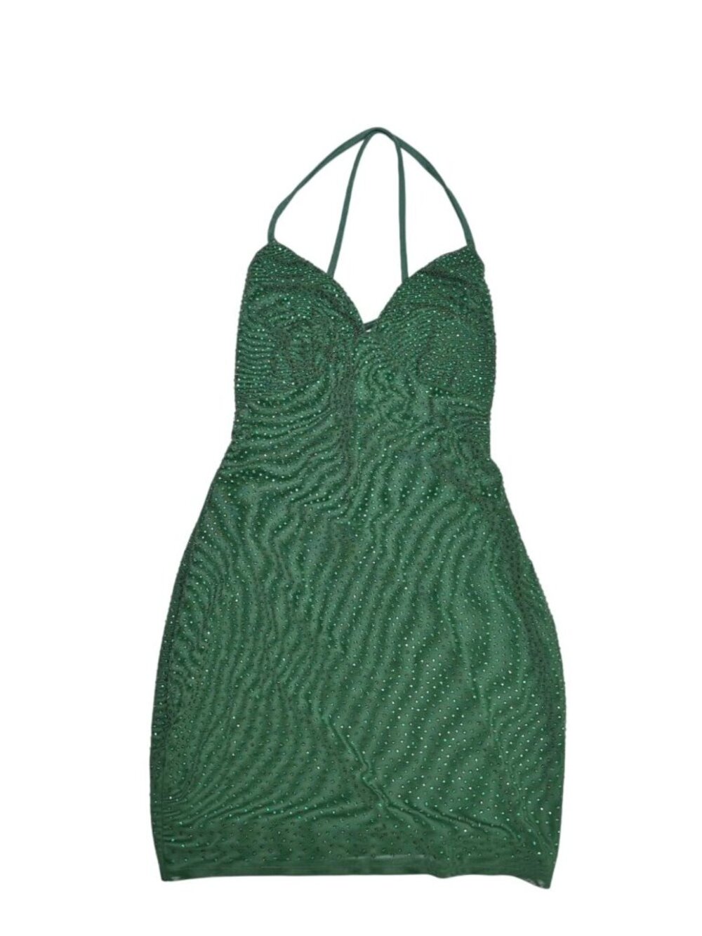 Lovesome Open Back Lace Up Mini Dress in Green